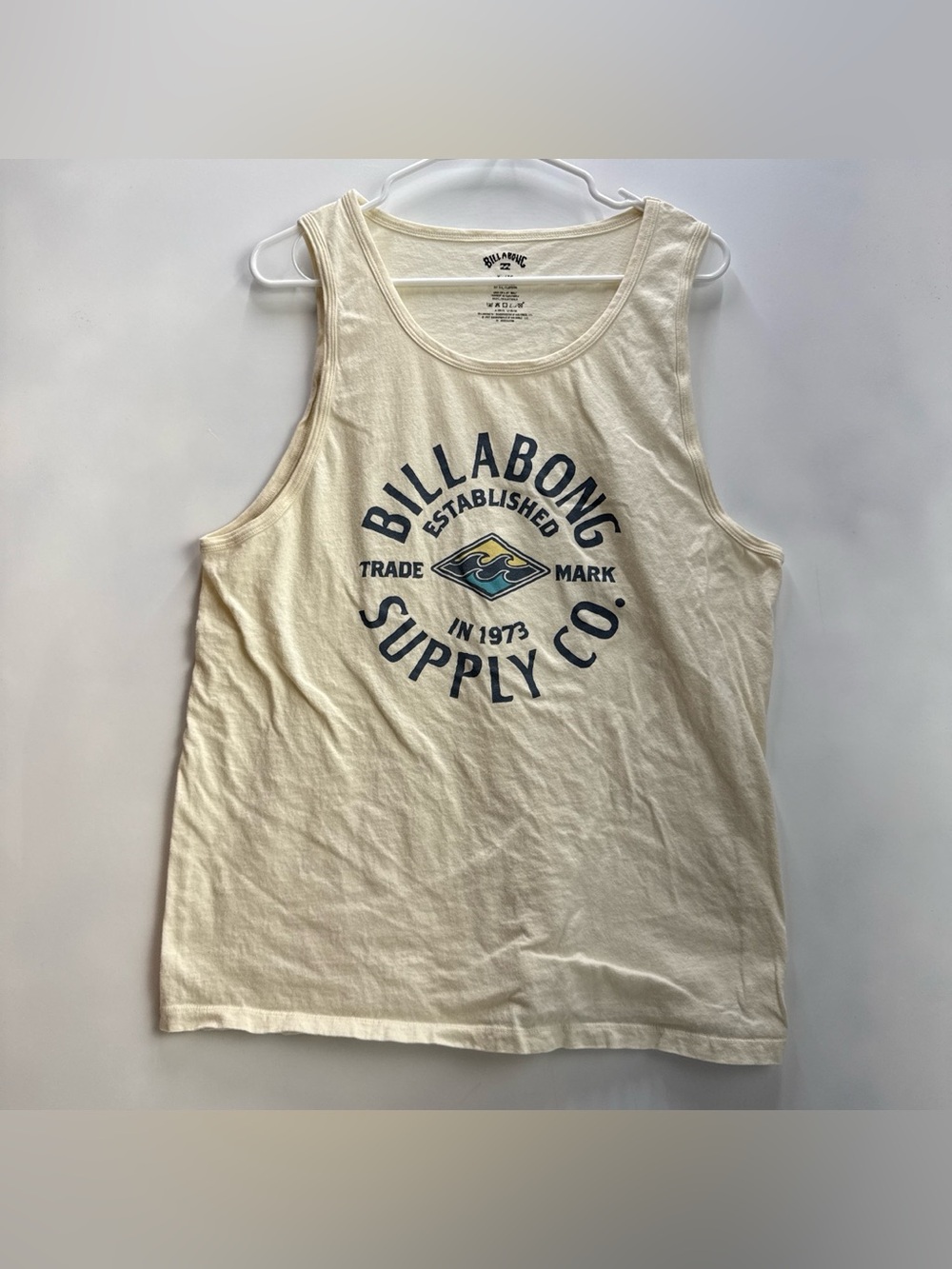 Billabong Men’s Tan Crewneck Tank Top with Graphic Print